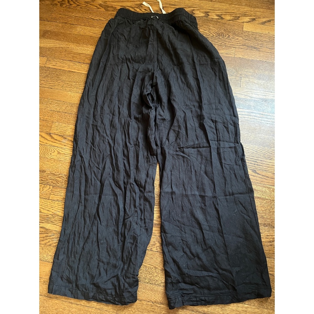 2/$40 Black Wide-Leg Linen Blend Pants